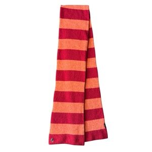Vintage Abercrombie and Fitch coral and red striped sweater scarf with cherry